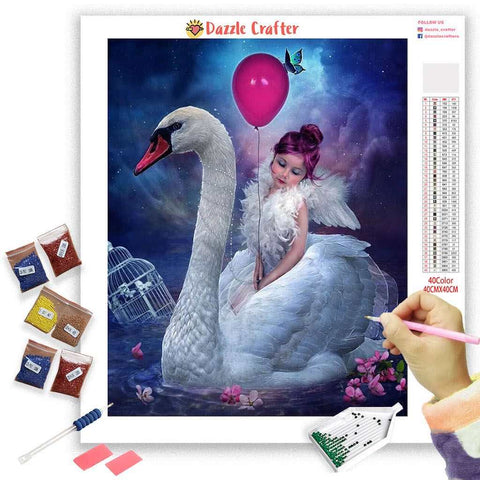Image of LITTLE GIRL AND THE SWAN Diamond Painting Kit