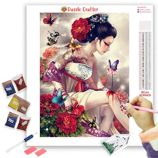 ASIAN BUTTERFLY WOMAN Diamond Painting Kit