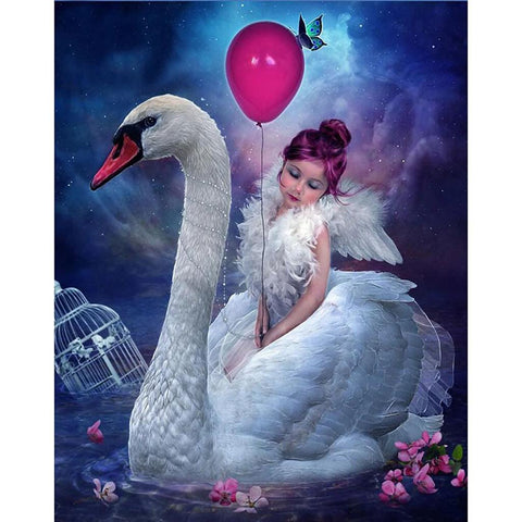 Image of LITTLE GIRL AND THE SWAN Diamond Painting Kit
