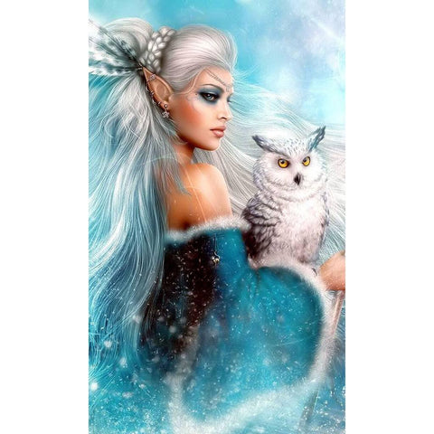 Image of SNOW QUEEN WITH OWL  Diamond Painting Kit