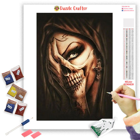 Image of MACABRE SKULL WOMAN Diamond Painting Kit