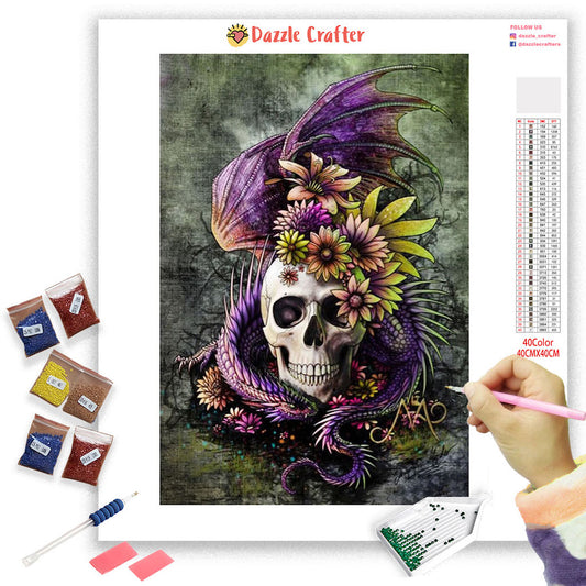 SKULL WITH THE PURPLE  SERPENT Diamond Painting Kit - DAZZLE CRAFTER