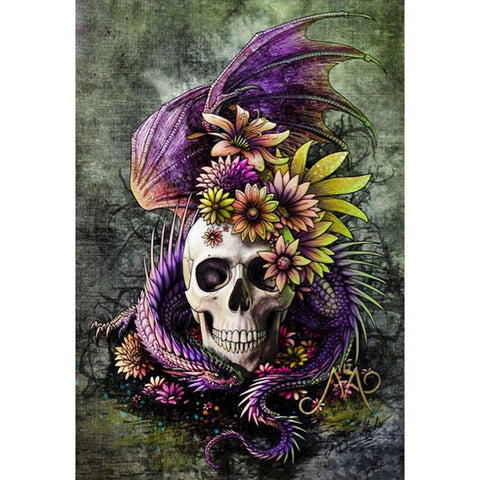 Image of SKULL WITH THE PURPLE  SERPENT Diamond Painting Kit - DAZZLE CRAFTER