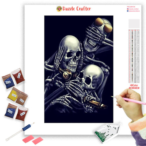 Image of SKULLS LAUGHING AWAY Diamond Painting Kit - DAZZLE CRAFTER