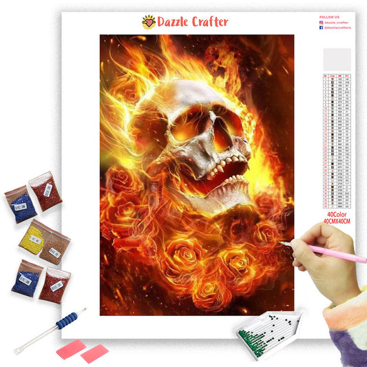 BLAZING SKULL Diamond Painting Kit - DAZZLE CRAFTER