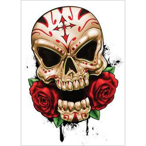 Image of SKULL WITH RED ROSES Diamond Painting Kit