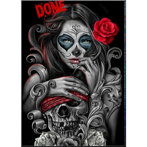 Image of BLINDFOLD SKULL LOVE Diamond Painting Kit