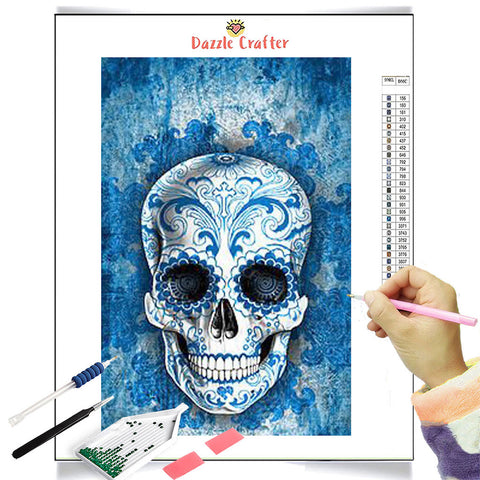 Image of THE BLUE SKULL  Diamond Painting Kit