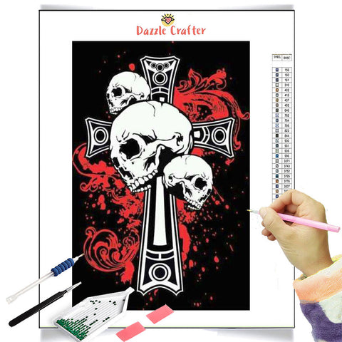 Image of SKULL ON THE CROSS Diamond Painting Kit