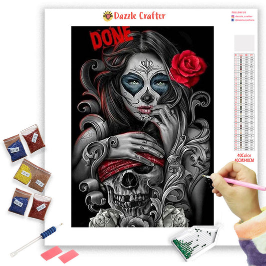 BLINDFOLD SKULL LOVE Diamond Painting Kit