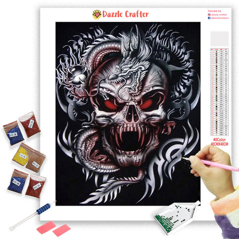 Image of BLOOD EYES SKULL Diamond Painting Kit - DAZZLE CRAFTER