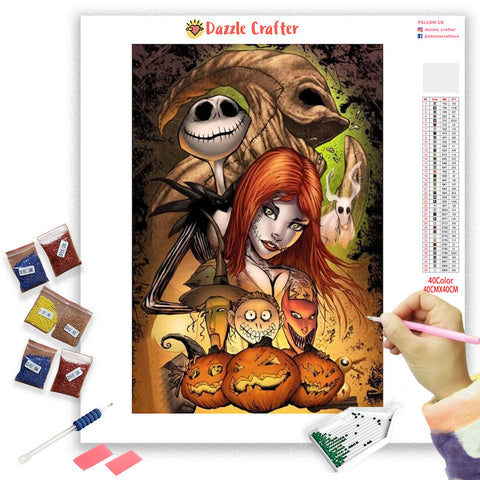 Image of HALLOWEEN SKULL COUPLE Diamond Painting Kit - DAZZLE CRAFTER