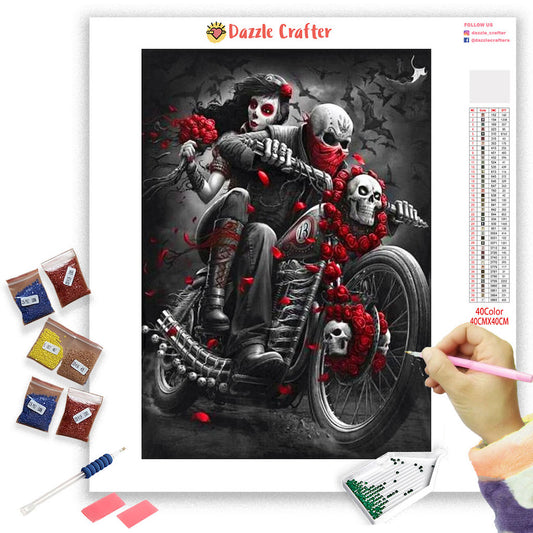 POWER BIKER SKULL Diamond Painting Kit - DAZZLE CRAFTER