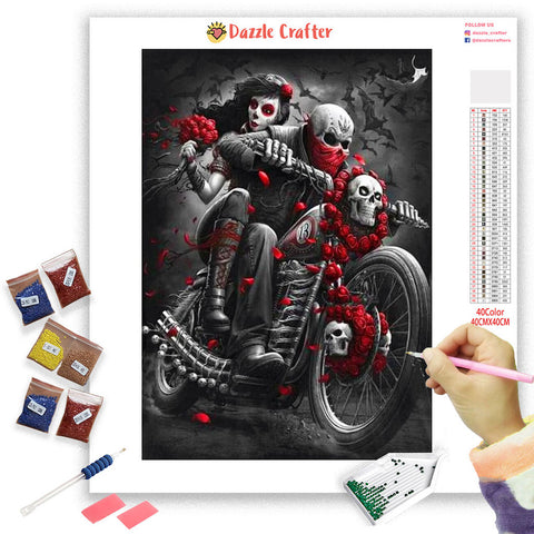 Image of POWER BIKER SKULL Diamond Painting Kit - DAZZLE CRAFTER