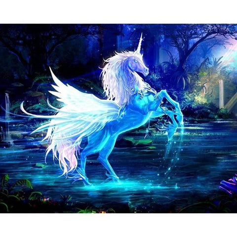 Image of SPARKLING NEON UNICORN WITH WINGS Diamond Painting Kit