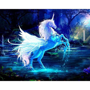 SPARKLING NEON UNICORN WITH WINGS Diamond Painting Kit