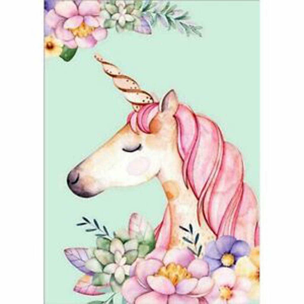 PRETTY PINK GRACEFUL FLOWER UNICORN Diamond Painting Kit