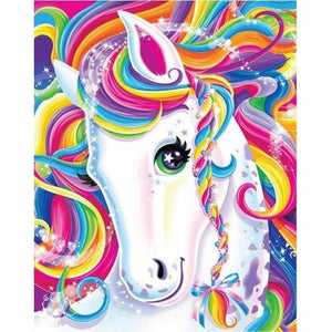 WHITE UNICORN WITH RAINBOW COLORS Diamond Painting Kit