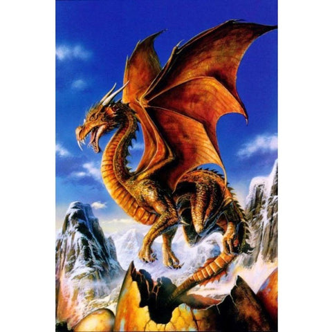 Image of FIERY ORANGE DINOSAUR Diamond Painting Kit
