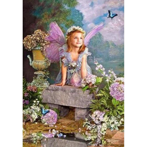 Image of ANGEL WITH LILAC FLOWERS Diamond Painting Kit