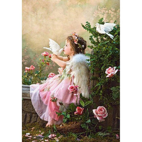 Image of ANGEL WITH WHITE DOVES Diamond Painting Kit