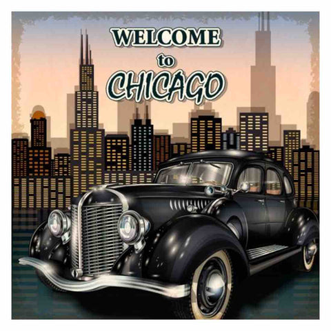 Image of TRAVEL TO CHICAGO VINTAGE Diamond Painting Kit