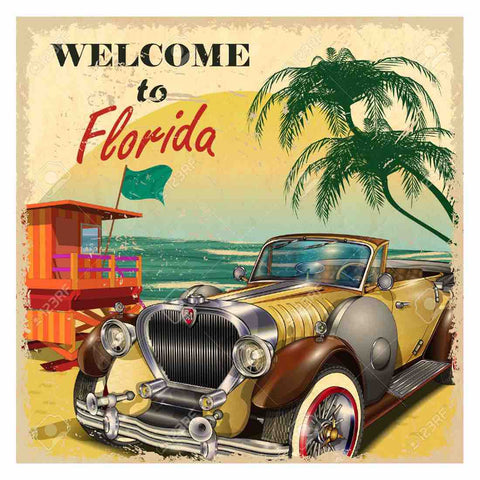 Image of TRAVEL TO FLORIDA VINTAGE Diamond Painting Kit