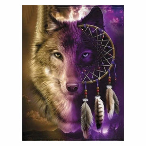 PURPLE DREAMCATCHER WOLF Diamond Painting Kit