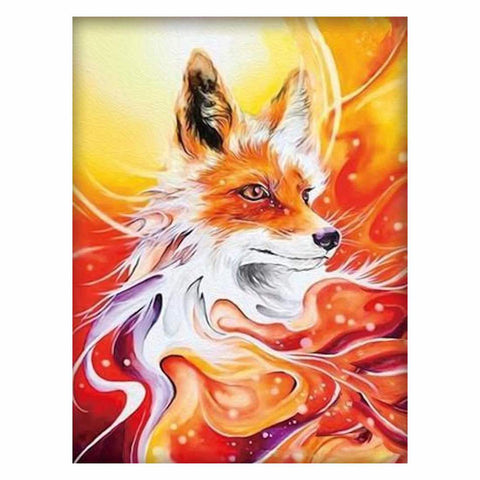 Image of FIERY ORANGE WOLF Diamond Painting Kit