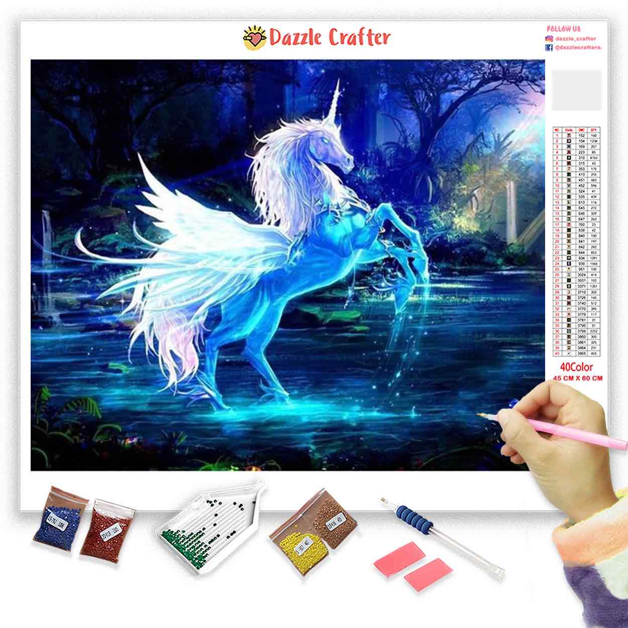 SPARKLING NEON UNICORN WITH WINGS Diamond Painting Kit – DAZZLE CRAFTER