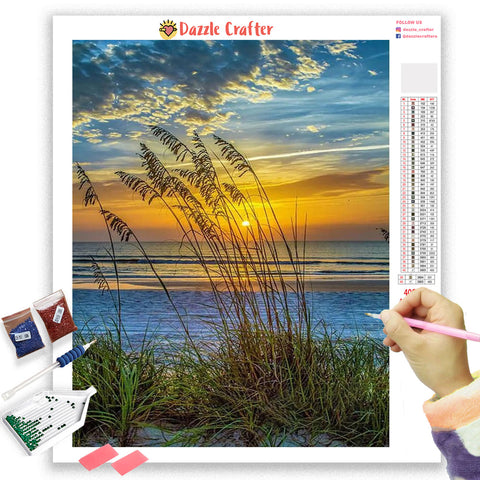 Image of WILD GRASS LAKE SUNSET Diamond Painting Kit
