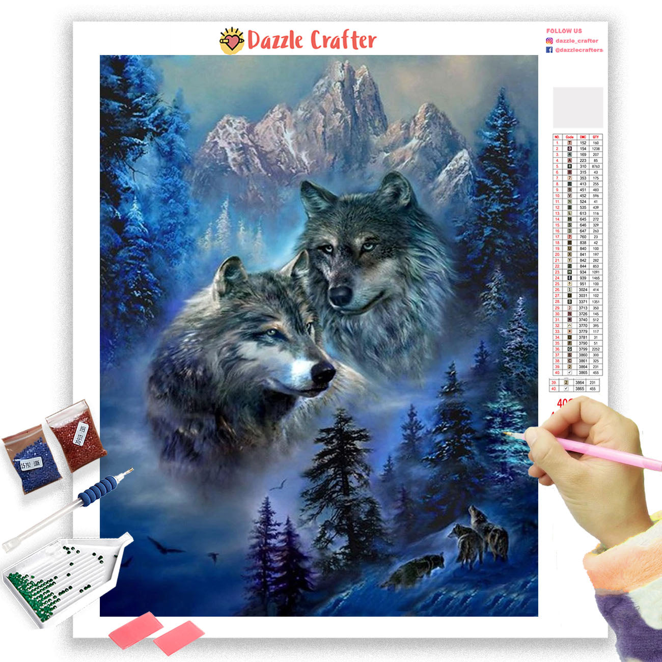 WOLF PAIR IN THE MOUNTAINS Diamond Painting Kit