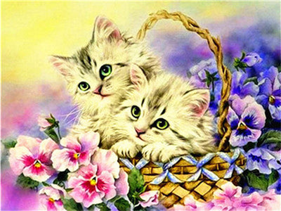 KITTENS IN WICKER BASKET Diamond Painting Kit - DAZZLE CRAFTER
