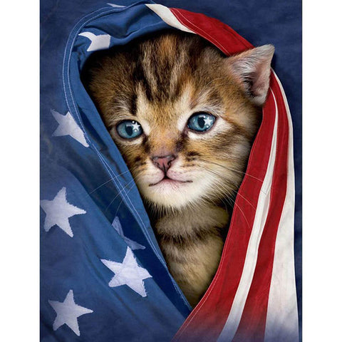 Image of MY PATRIOT KITTEN  Diamond Painting Kit - DAZZLE CRAFTER