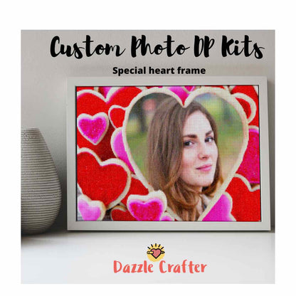 CUSTOM PHOTO WITH SPECIAL HEART FRAME - MAKE YOUR OWN DIAMOND PAINTING