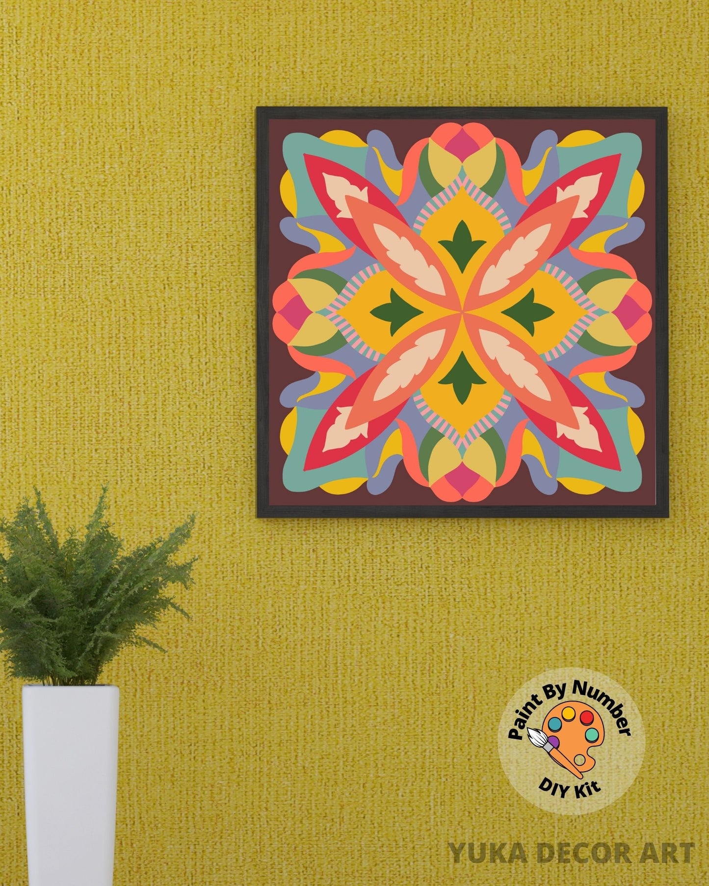 Mandala PAINT by NUMBER Kit for Adult , DIY Mandala Wall Art Art , Easy Beginner Acrylic Painting Kit,Home Decor Gift