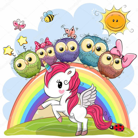 Image of UNICORN & OWL FRIENDS Diamond Painting Kit - DAZZLE CRAFTER
