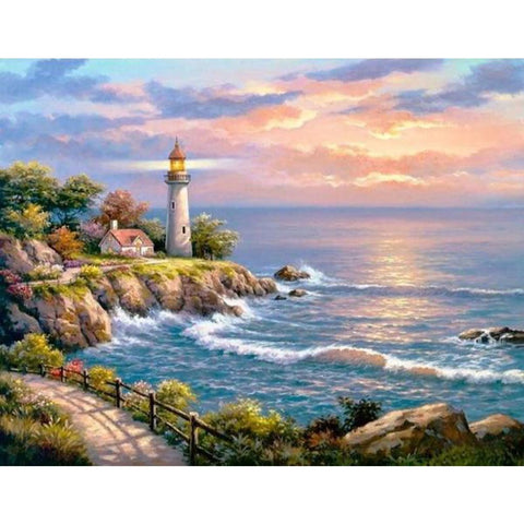 Image of LIGHTHOUSE AND THE SEA Diamond Painting Kit