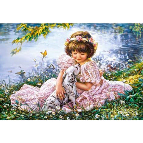 Image of ANGEL WITH PUPPY          Diamond Painting Kit
