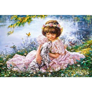 ANGEL WITH PUPPY          Diamond Painting Kit