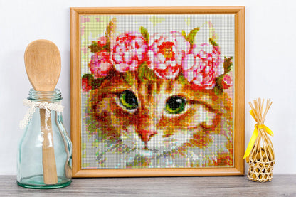FLOWER CROWN KITTY Diamond Painting Kit - DAZZLE CRAFTER