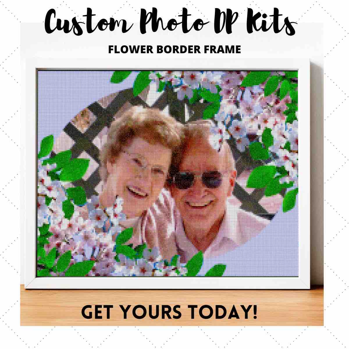 CUSTOM PHOTO WITH FLOWER FRAME - MAKE YOUR OWN DIAMOND PAINTING