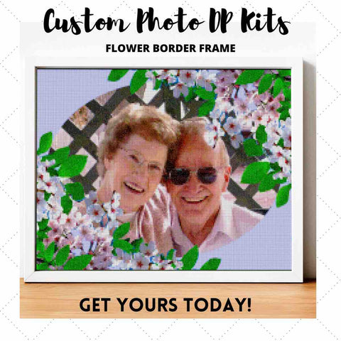 Image of CUSTOM PHOTO WITH FLOWER FRAME - MAKE YOUR OWN DIAMOND PAINTING