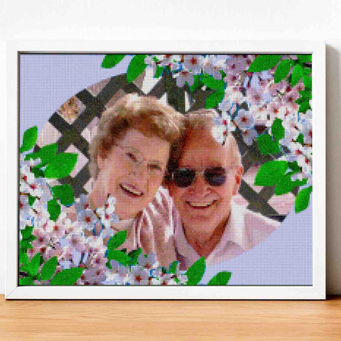 Image of CUSTOM PHOTO WITH FLOWER FRAME - MAKE YOUR OWN DIAMOND PAINTING
