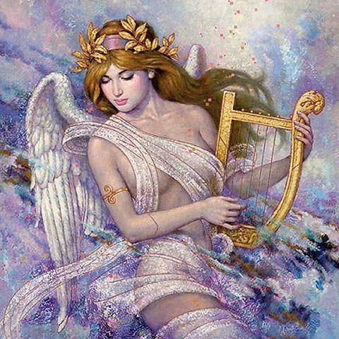 Image of FAIRY WITH THE HARP Diamond Painting Kit - DAZZLE CRAFTER