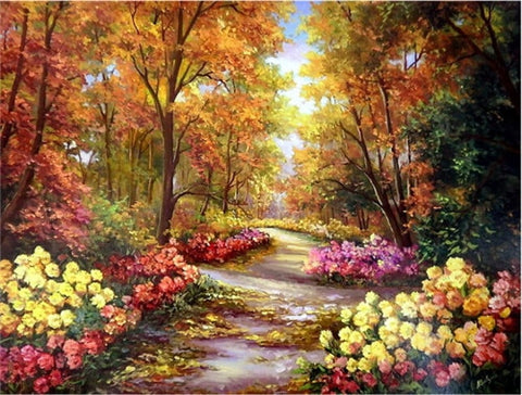 Image of TREE WITH STREAM LANDSCAPE Diamond Painting Kit - DAZZLE CRAFTER