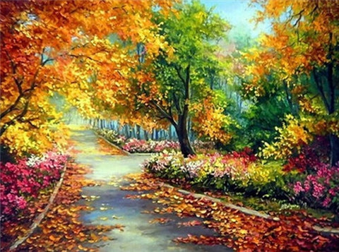 Image of TREE WITH STREAM LANDSCAPE Diamond Painting Kit - DAZZLE CRAFTER