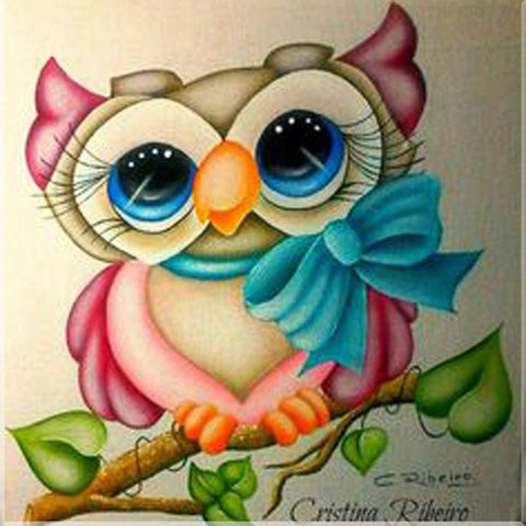 Image of OWL WITH BOW Diamond Painting Kit - DAZZLE CRAFTER