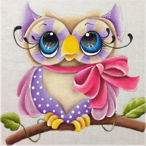 Image of OWL WITH BOW Diamond Painting Kit - DAZZLE CRAFTER