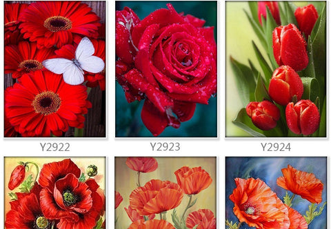 Image of RED FLOWERS SERIES Diamond Painting Kit - DAZZLE CRAFTER